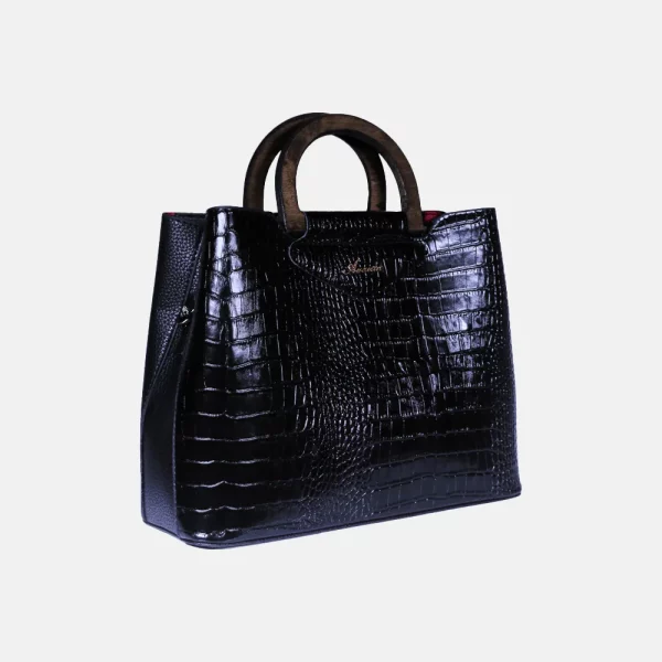 کیف زنانه دستی چرم 769 مشکی کروک
