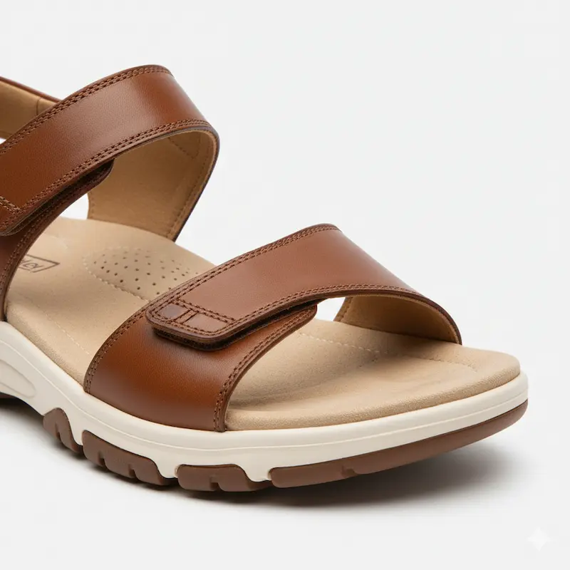 صندل چرم مردانه قهوه ای رنگ