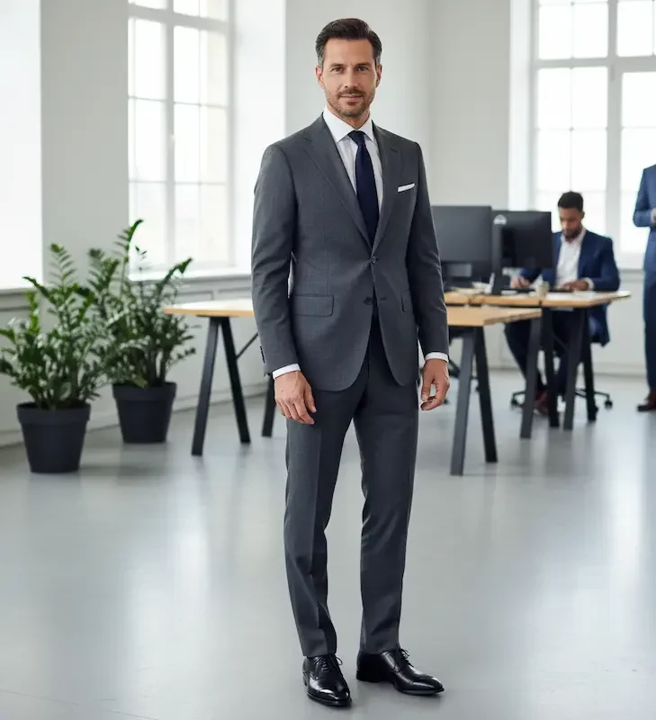 استایل اداری با کفش چرم مردانه مشکی