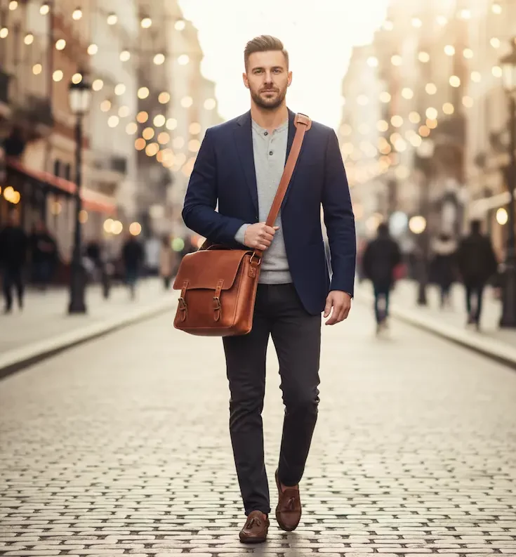 کیف چرم دوشی قهوه ای مردانه