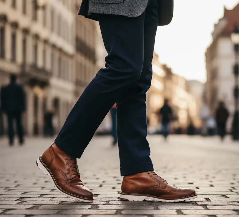 بوت قهوه ای چرم مردانه