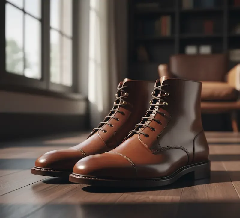 نیم بوت چرم قهوه ای