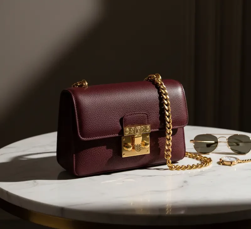 کیف چرم زنانه زرشکی