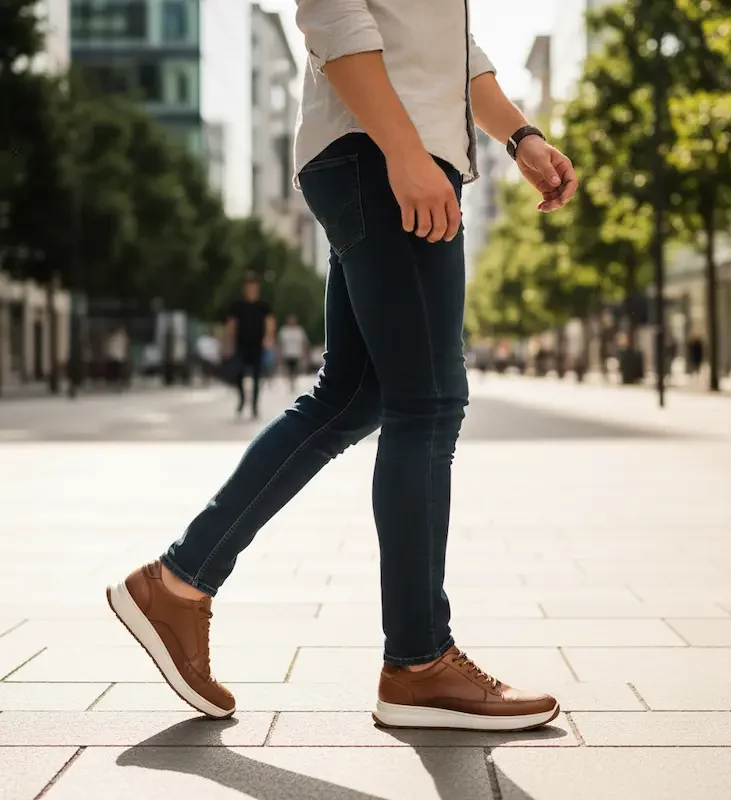 کفش چرم اسپرت مردانه قهوه ای