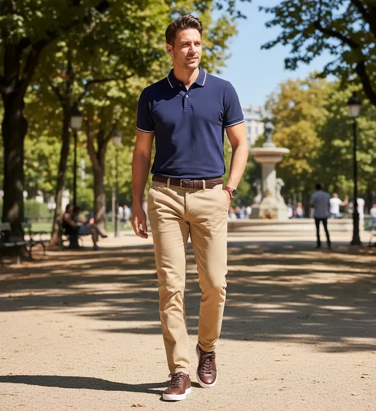 استایل با کفش چرم مردانه قهوه ای